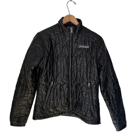 Spyder | Black Quilted Front Zipper Coat - Picture 1 of 11